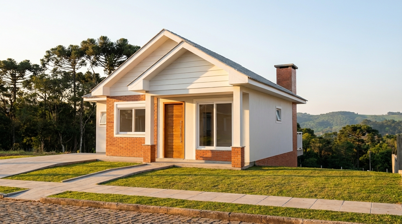 Vista lateral direita da fachada da casa